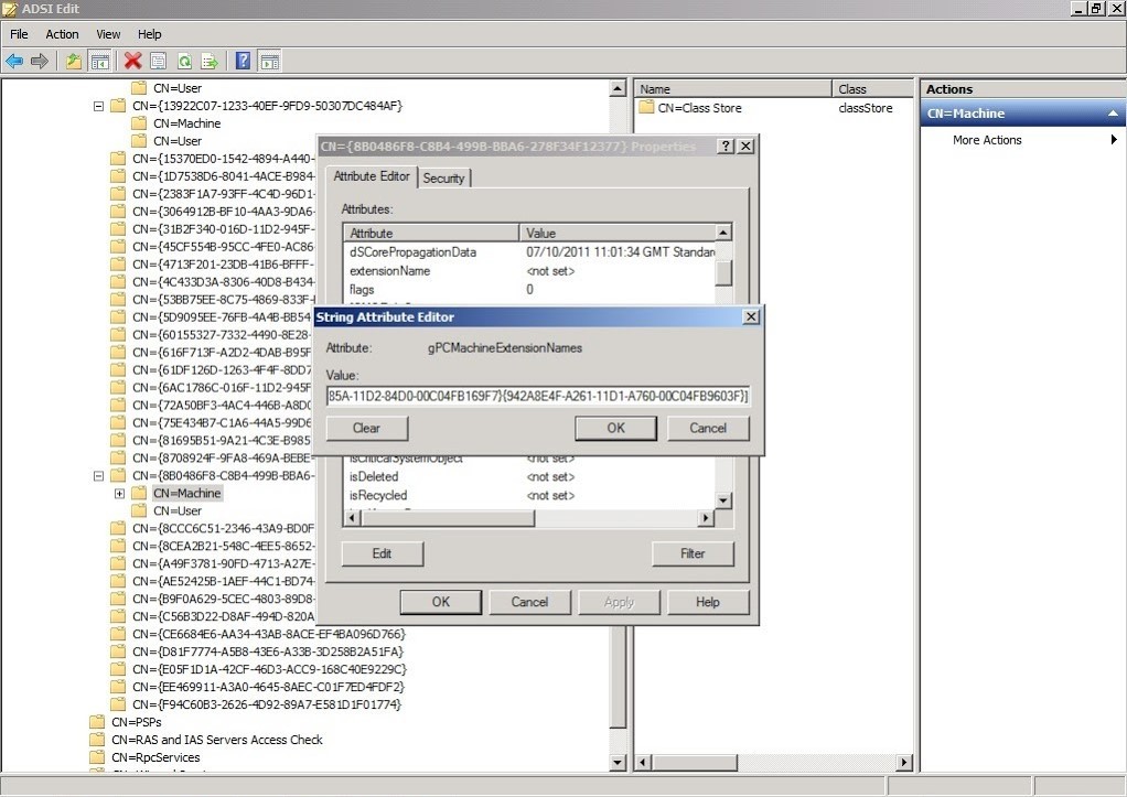 screenshot of string attribute editor for Normal Group Policy Software Installation