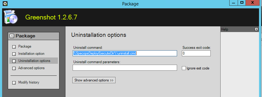 Uninstallation options